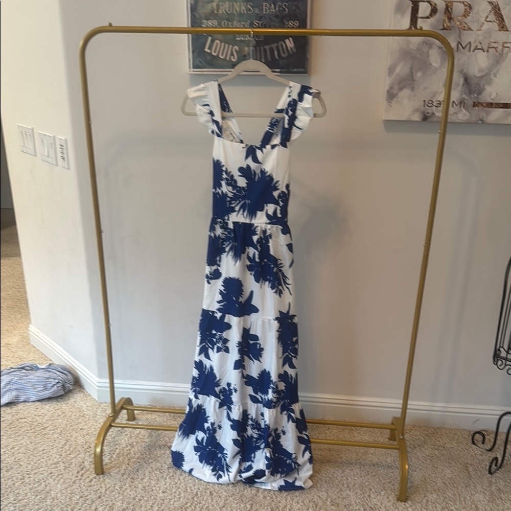 Floral Blue and White Maxi Dress